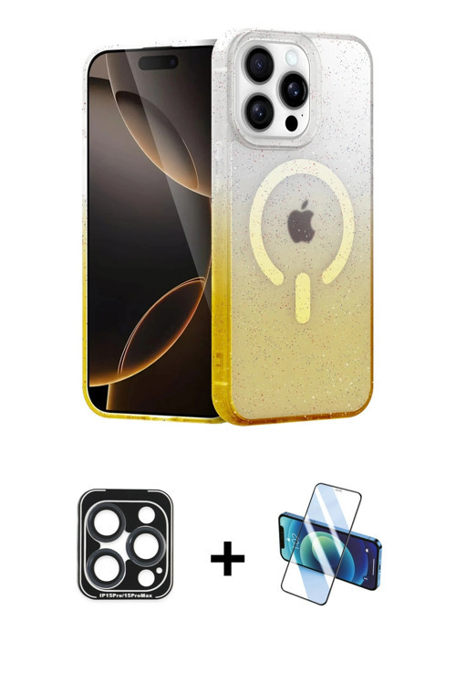 iPhone 15 Pro Max Kılıf Eksen Minimal Özel Seri - Siyah 3D Antistatik Seramik Nano Ekran Koruyu