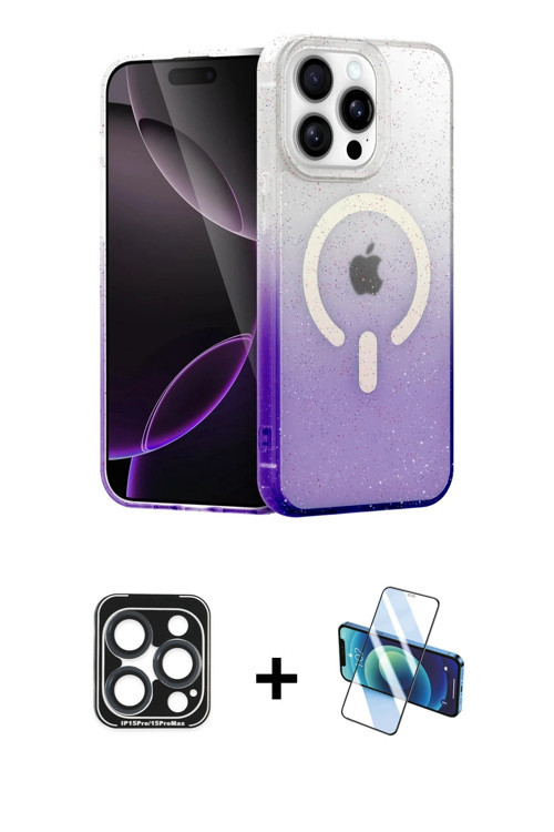 iPhone 15 Pro Max Kılıf Eksen Minimal Özel Seri - Siyah 3D Antistatik Seramik Nano Ekran Koruyu