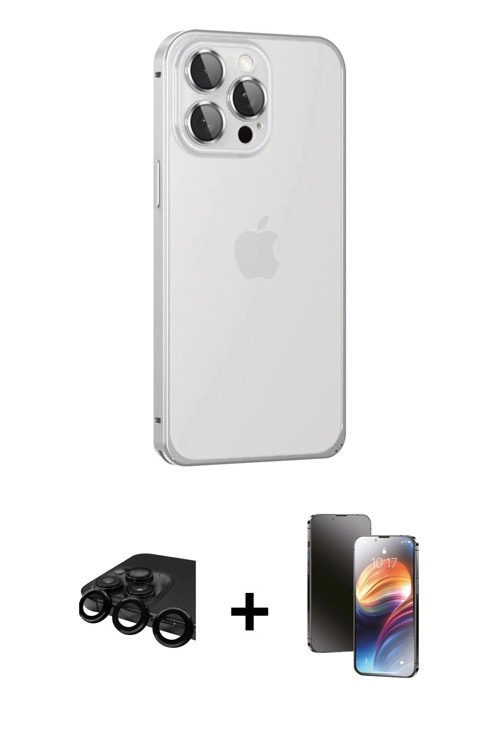 iPhone 15 Pro Max Kılıf Eksen Form Serisi - Siyah 3D Antistatik Mat Seramik Nano Ekran Koruyucu