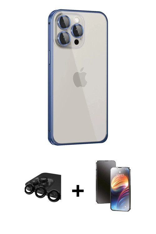 iPhone 15 Pro Max Kılıf Eksen Form Serisi - Siyah 3D Antistatik Mat Seramik Nano Ekran Koruyucu