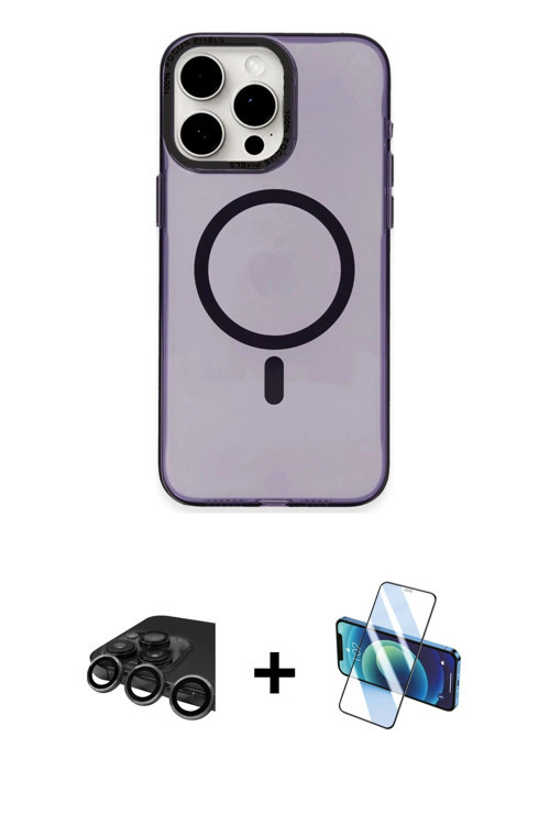 iPhone 15 Pro Max Kılıf Eksen Işık Prime - Siyah 3D Antistatik Seramik Nano Ekran Koruyucu + Ti