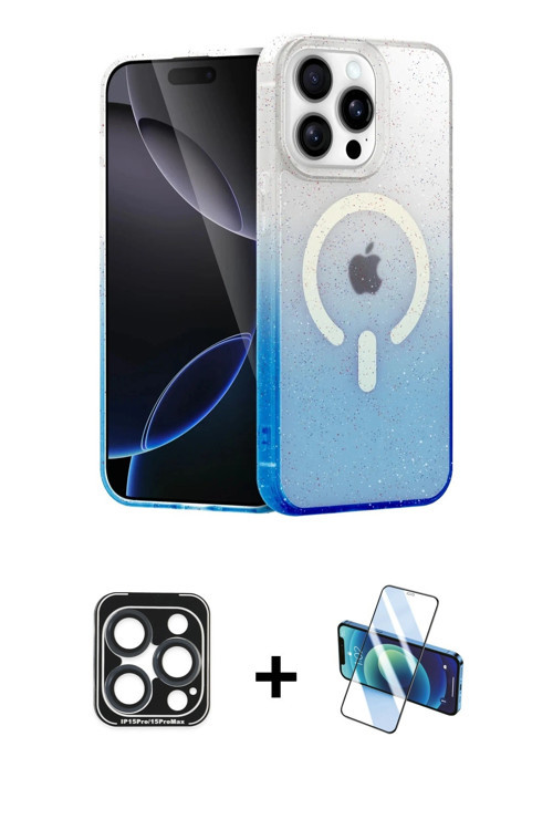 iPhone 15 Pro Max Kılıf Eksen Minimal Özel Seri - Siyah 3D Antistatik Seramik Nano Ekran Koruyu