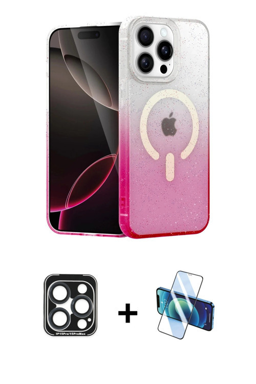 iPhone 15 Pro Max Kılıf Eksen Minimal Özel Seri - Siyah 3D Antistatik Seramik Nano Ekran Koruyu