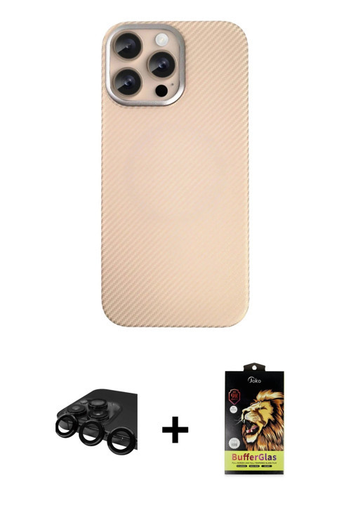 iPhone 15 Pro Max Kılıf Eksen Prime - Siyah Buffer Cam Ekran Koruyucu + Siyah Raze Metal Kamera