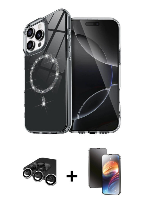 iPhone 15 Pro Max Kılıf Kıvılcım Form Prime - Siyah 3D Antistatik Mat Seramik Nano Ekran Koruyu