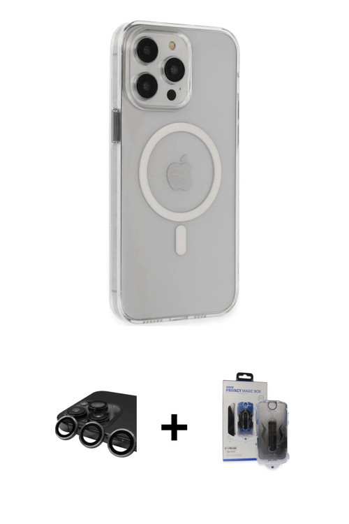 ieg™ iPhone 15 Pro Max Kılıf Kıvılcım Asil Özel Seri - Siyah Vanessa Magic Hayalet Cam + Titanyum Gr