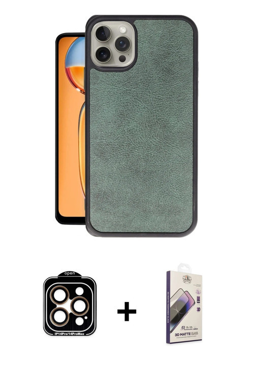 iPhone 15 Pro Max Kılıf Kıvılcım Işık Serisi - Siyah Bilvis 3D Mat Cam Ekran Koruyucu + Turuncu