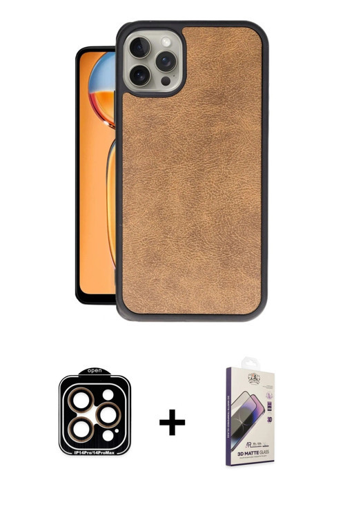 iPhone 15 Pro Max Kılıf Kıvılcım Işık Serisi - Siyah Bilvis 3D Mat Cam Ekran Koruyucu + Turuncu