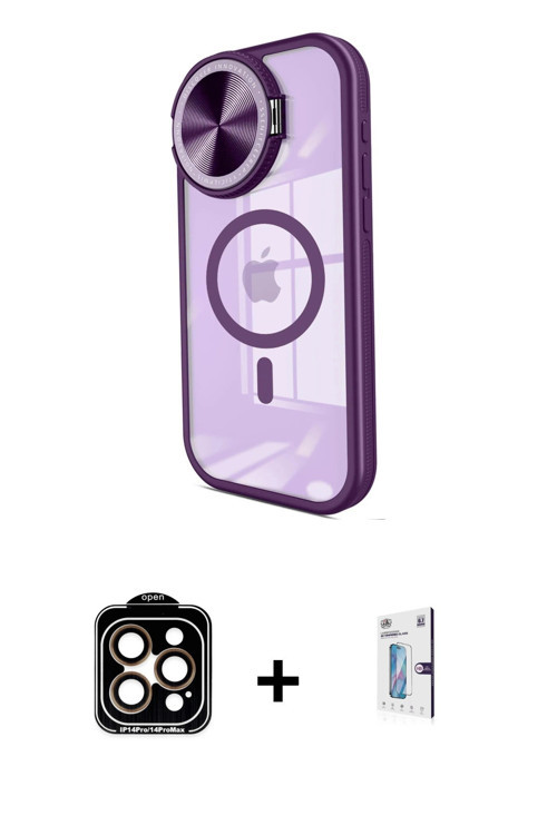 iPhone 15 Pro Max Kılıf Kıvılcım Modern Koleksiyonu - Siyah Bilvis 0.18mm Plus Cam Ekran Koruyu