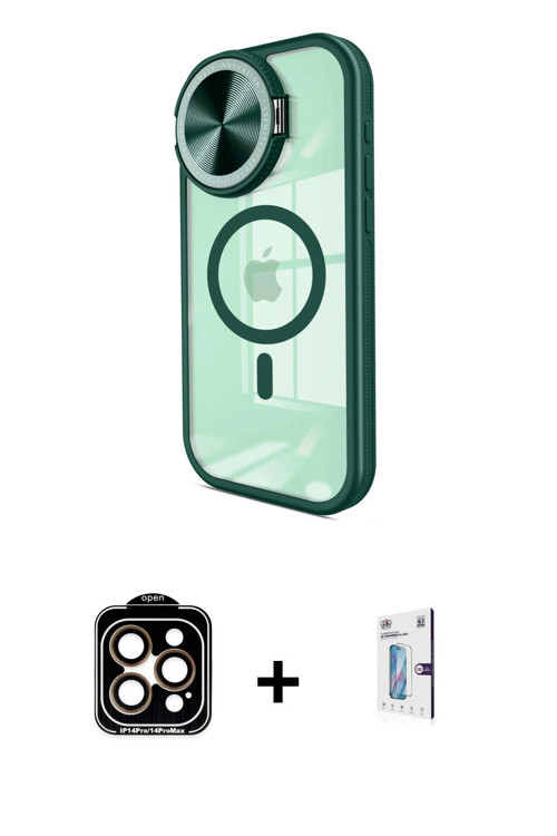 iPhone 15 Pro Max Kılıf Kıvılcım Modern Koleksiyonu - Siyah Bilvis 0.18mm Plus Cam Ekran Koruyu