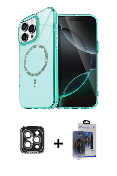 iPhone 15 Pro Max Kılıf Kıvılcım Form Prime - Siyah Vanessa Magic Cam + Gri PVD Metal Kamera Le