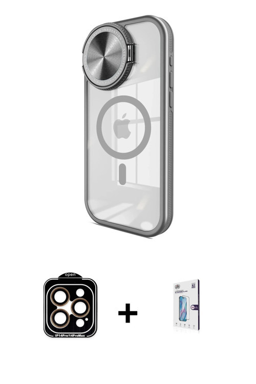 ieg™ iPhone 15 Pro Max Kılıf Kıvılcım Modern Koleksiyonu - Siyah Bilvis 0.18mm Plus Cam Ekran Koruyu