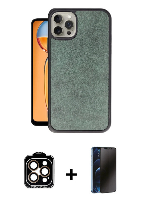 iPhone 15 Pro Max Kılıf Kıvılcım Işık Serisi - Siyah 3D Antistatik Hayalet Cam Ekran Koruyucu +
