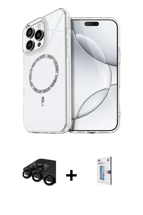 iPhone 15 Pro Max Kılıf Kıvılcım Form Prime - Siyah Bilvis 0.18mm Plus Cam Ekran Koruyucu + Siy