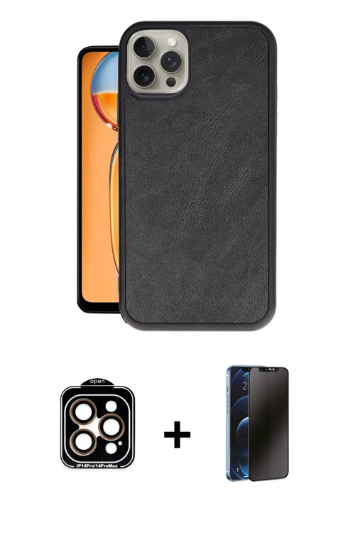 iPhone 15 Pro Max Kılıf Kıvılcım Işık Serisi - Siyah 3D Antistatik Hayalet Cam Ekran Koruyucu +