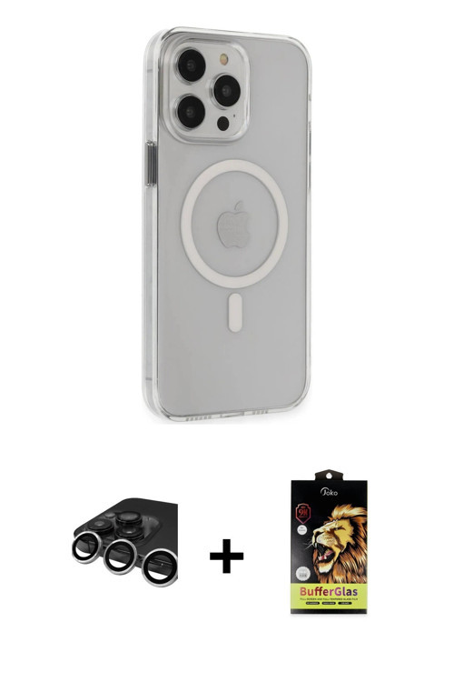 ieg™ iPhone 15 Pro Max Kılıf Kıvılcım Asil Özel Seri - Siyah Buffer Cam Ekran Koruyucu + Gümüş Raze