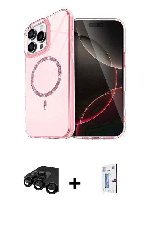iPhone 15 Pro Max Kılıf Kıvılcım Form Prime - Siyah Bilvis 0.18mm Plus Cam Ekran Koruyucu + Siy