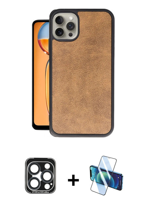 iPhone 15 Pro Max Kılıf Kıvılcım Işık Serisi - Siyah 3D Antistatik Cam Ekran Koruyucu + Laciver