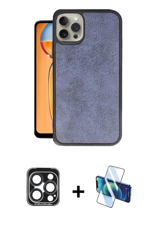 iPhone 15 Pro Max Kılıf Kıvılcım Işık Serisi - Siyah 3D Antistatik Cam Ekran Koruyucu + Laciver