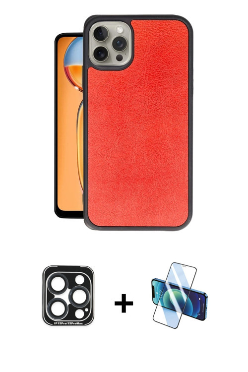 iPhone 15 Pro Max Kılıf Kıvılcım Işık Serisi - Siyah 3D Antistatik Cam Ekran Koruyucu + Laciver
