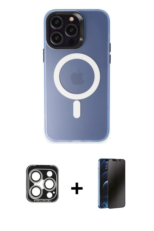iPhone 15 Pro Max Kılıf Kozmos Çizgi Prime - Siyah 3D Antistatik Hayalet Cam Ekran Koruyucu + G