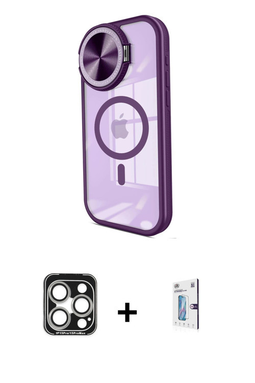 iPhone 15 Pro Max Kılıf Kıvılcım Modern Koleksiyonu - Siyah Bilvis 0.18mm Plus Cam Ekran Koruyu