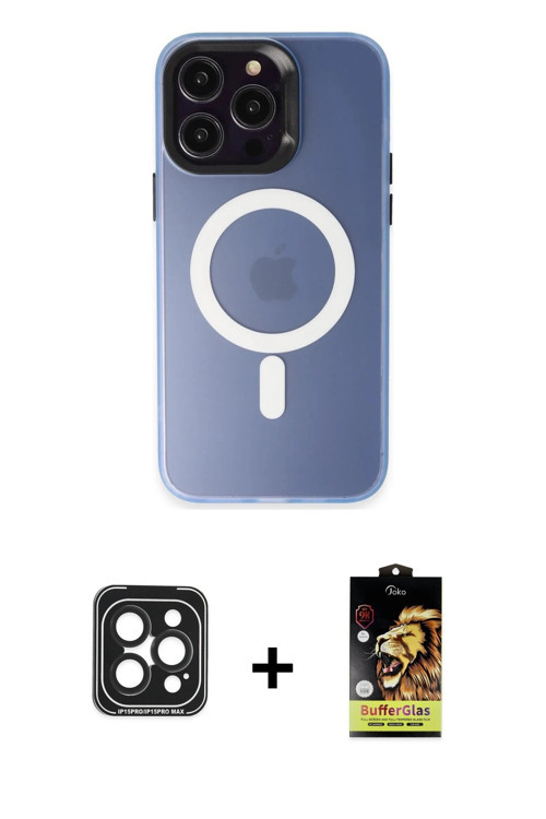 iPhone 15 Pro Max Kılıf Kozmos Çizgi Prime - Siyah Buffer Cam Ekran Koruyucu + Siyah PVD Metal