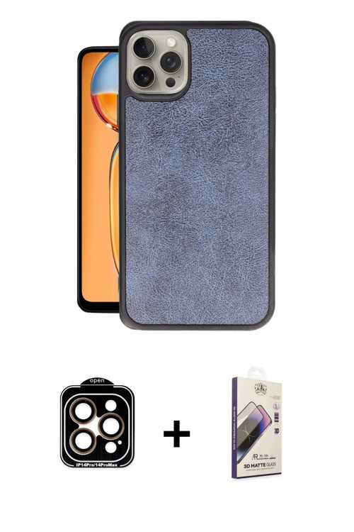 iPhone 15 Pro Max Kılıf Kıvılcım Işık Serisi - Siyah Bilvis 3D Mat Cam Ekran Koruyucu + Turuncu
