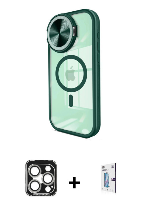 iPhone 15 Pro Max Kılıf Kıvılcım Modern Koleksiyonu - Siyah Bilvis 0.18mm Plus Cam Ekran Koruyu
