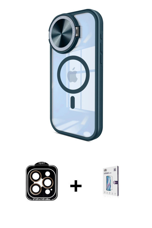 iPhone 15 Pro Max Kılıf Kıvılcım Modern Koleksiyonu - Siyah Bilvis 0.18mm Plus Cam Ekran Koruyu