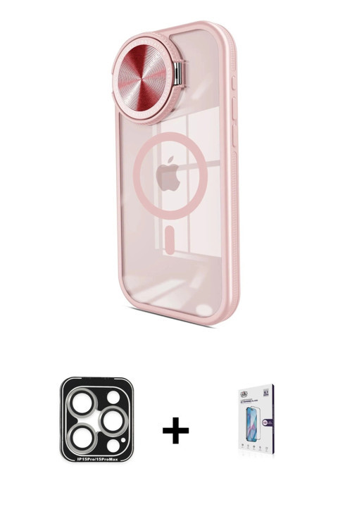 iPhone 15 Pro Max Kılıf Kıvılcım Modern Koleksiyonu - Siyah Bilvis 0.18mm Plus Cam Ekran Koruyu