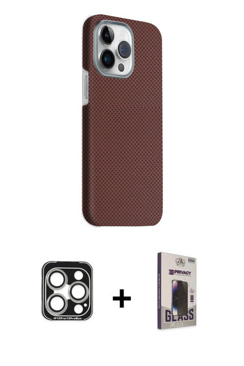 ieg™ iPhone 15 Pro Max Kılıf Kozmos Klasik Prime - Siyah Bilvis Hayalet Cam Ekran Koruyucu + Gümüş P