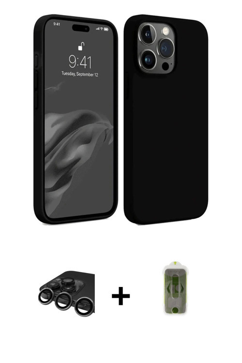ieg™ iPhone 15 Pro Max Kılıf Kozmos Yansıma Özel Seri - Siyah Joko Magic 5D Hayalet Cam + Titanyum G