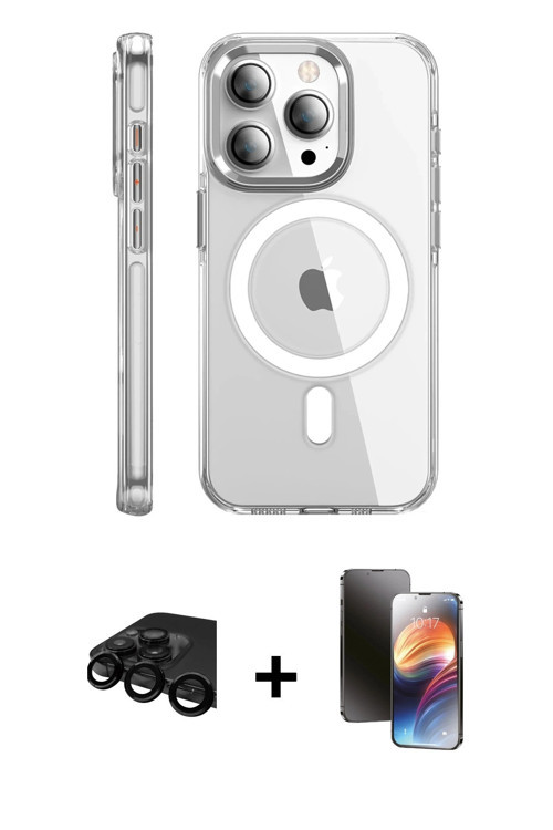 ieg™ iPhone 15 Pro Max Kılıf Nova Doku - Siyah 3D Antistatik Mat Seramik Nano Ekran Koruyucu + Siyah