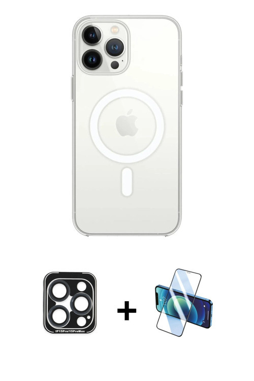 ieg™ iPhone 15 Pro Max Kılıf Kutup Klasik Serisi - Siyah 3D Antistatik Cam Ekran Koruyucu + Lacivert