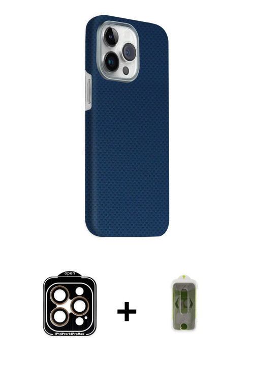ieg™ iPhone 15 Pro Max Kılıf Kozmos Klasik Prime - Siyah Joko Magic 5D Hayalet Cam + Turuncu PVD Met
