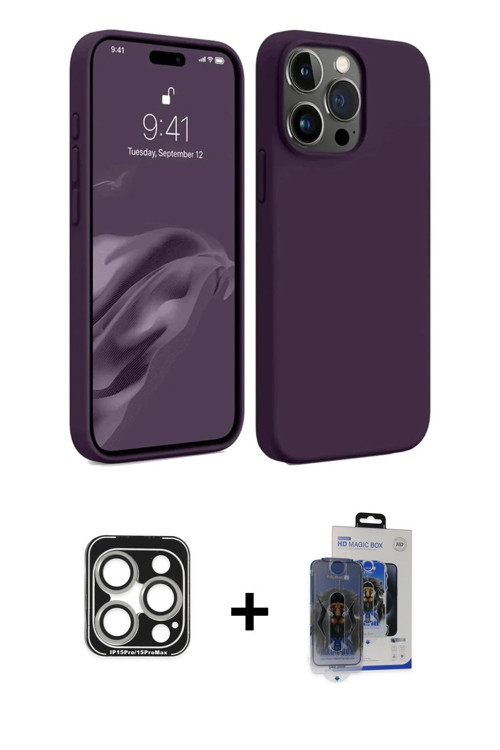 ieg™ iPhone 15 Pro Max Kılıf Kozmos Yansıma Özel Seri - Siyah Vanessa Magic Cam + Gümüş PVD Metal Ka