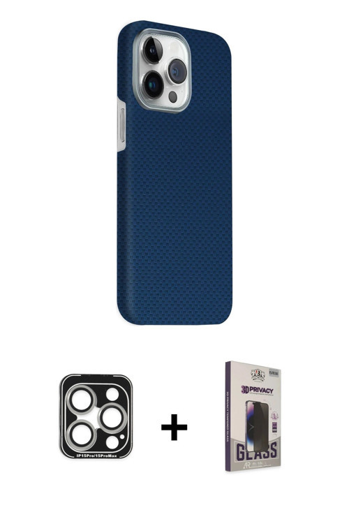 ieg™ iPhone 15 Pro Max Kılıf Kozmos Klasik Prime - Siyah Bilvis Hayalet Cam Ekran Koruyucu + Gümüş P