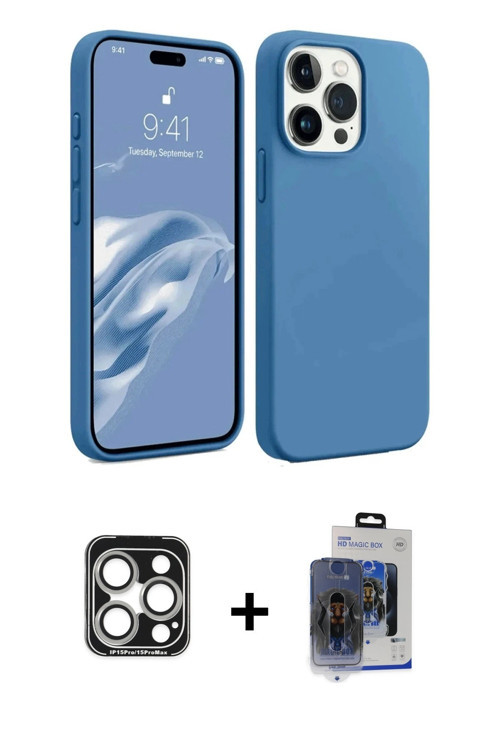 ieg™ iPhone 15 Pro Max Kılıf Kozmos Yansıma Özel Seri - Siyah Vanessa Magic Cam + Gümüş PVD Metal Ka