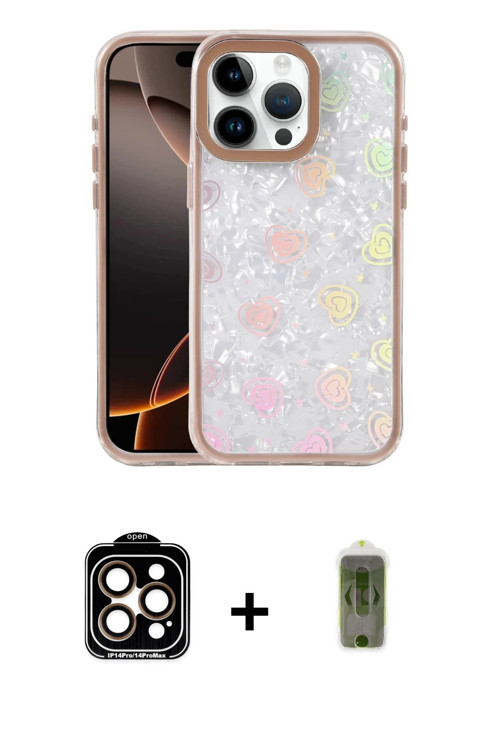 ieg™ iPhone 15 Pro Max Kılıf Odak Prime - Siyah Joko Magic 5D Hayalet Cam + Turuncu PVD Metal Kamera