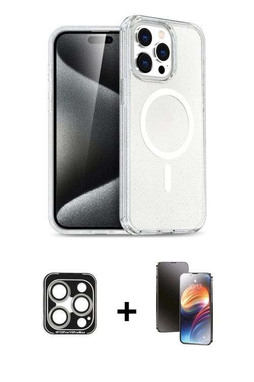 ieg™ iPhone 15 Pro Max Kılıf Nova Asil Prime - Siyah 3D Antistatik Mat Seramik Nano Ekran Koruyucu +