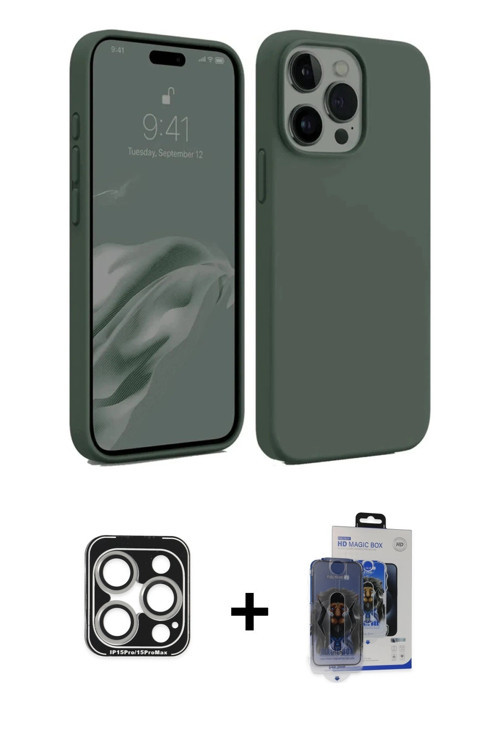 ieg™ iPhone 15 Pro Max Kılıf Kozmos Yansıma Özel Seri - Siyah Vanessa Magic Cam + Gümüş PVD Metal Ka