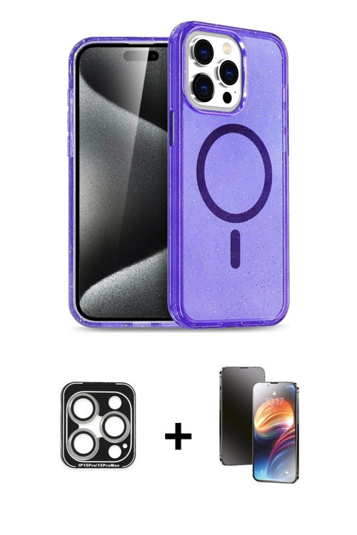 ieg™ iPhone 15 Pro Max Kılıf Nova Asil Prime - Siyah 3D Antistatik Mat Seramik Nano Ekran Koruyucu +