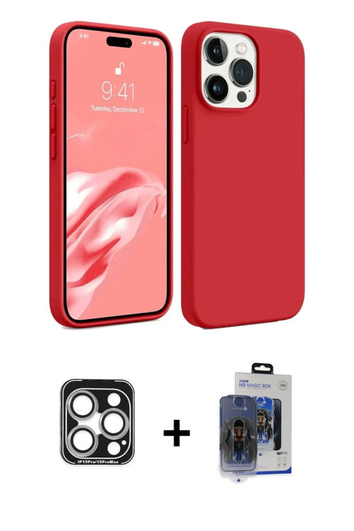 ieg™ iPhone 15 Pro Max Kılıf Kozmos Yansıma Özel Seri - Siyah Vanessa Magic Cam + Gümüş PVD Metal Ka