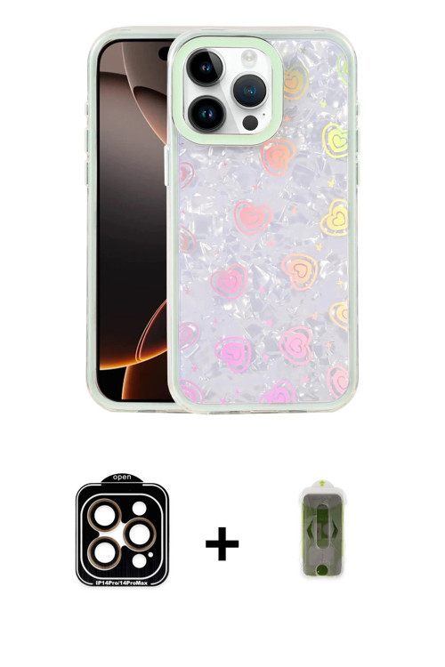 ieg™ iPhone 15 Pro Max Kılıf Odak Prime - Siyah Joko Magic 5D Hayalet Cam + Turuncu PVD Metal Kamera