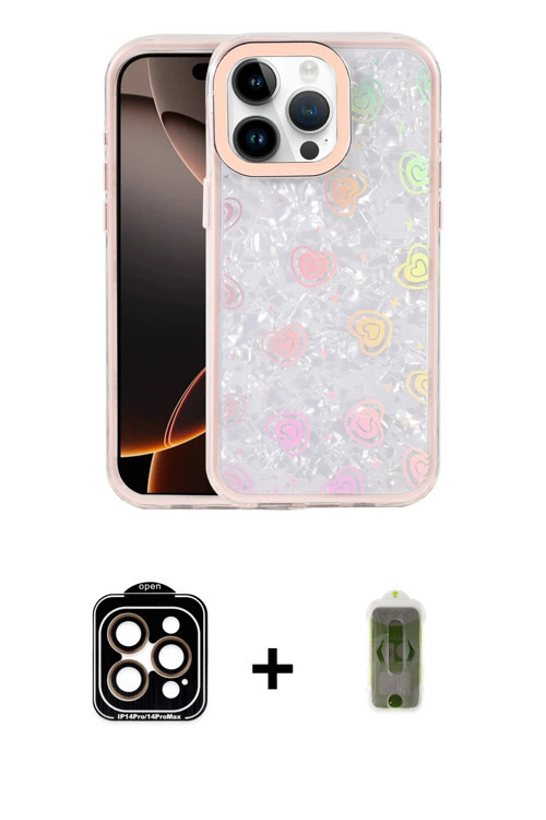 ieg™ iPhone 15 Pro Max Kılıf Odak Prime - Siyah Joko Magic 5D Hayalet Cam + Turuncu PVD Metal Kamera