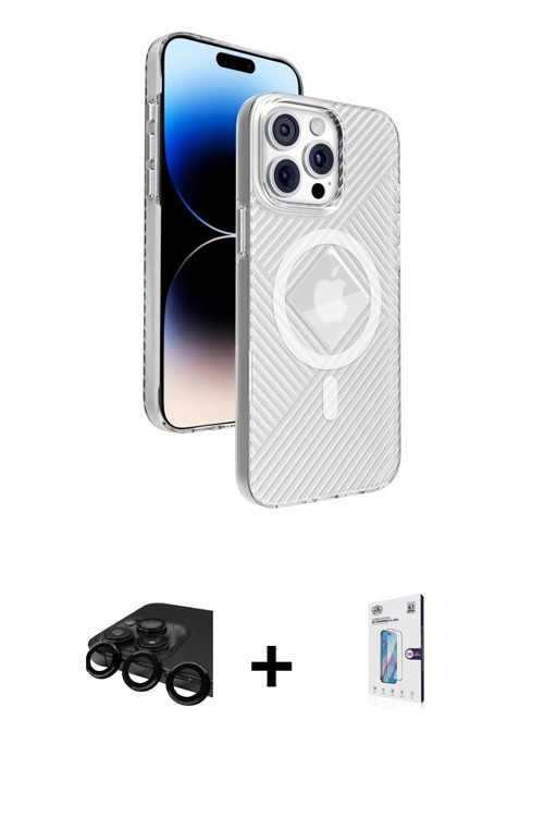 ieg™ iPhone 15 Pro Max Kılıf Nova Modern Prime - Siyah Bilvis 0.18mm Plus Cam Ekran Koruyucu + Siyah
