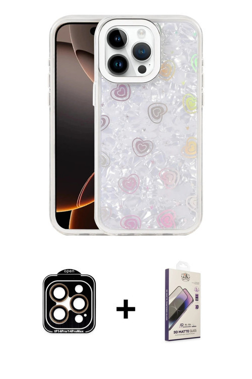 ieg™ iPhone 15 Pro Max Kılıf Odak Prime - Siyah Bilvis 3D Mat Cam Ekran Koruyucu + Turuncu PVD Metal