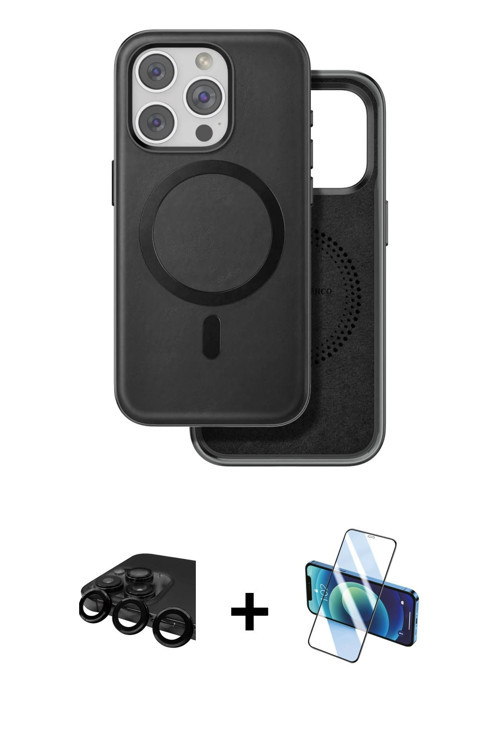 ieg™ iPhone 15 Pro Max Kılıf Pusula Işık Koleksiyonu - Siyah 3D Antistatik Seramik Nano Ekran Koruyu