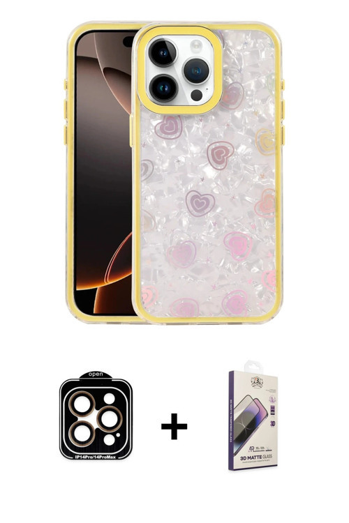 ieg™ iPhone 15 Pro Max Kılıf Odak Prime - Siyah Bilvis 3D Mat Cam Ekran Koruyucu + Turuncu PVD Metal